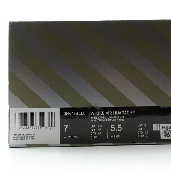 Nike Air Huarache White Aluminum Black Sneakers DH4439 100 Womens Size 7 - Picture 11 of 11